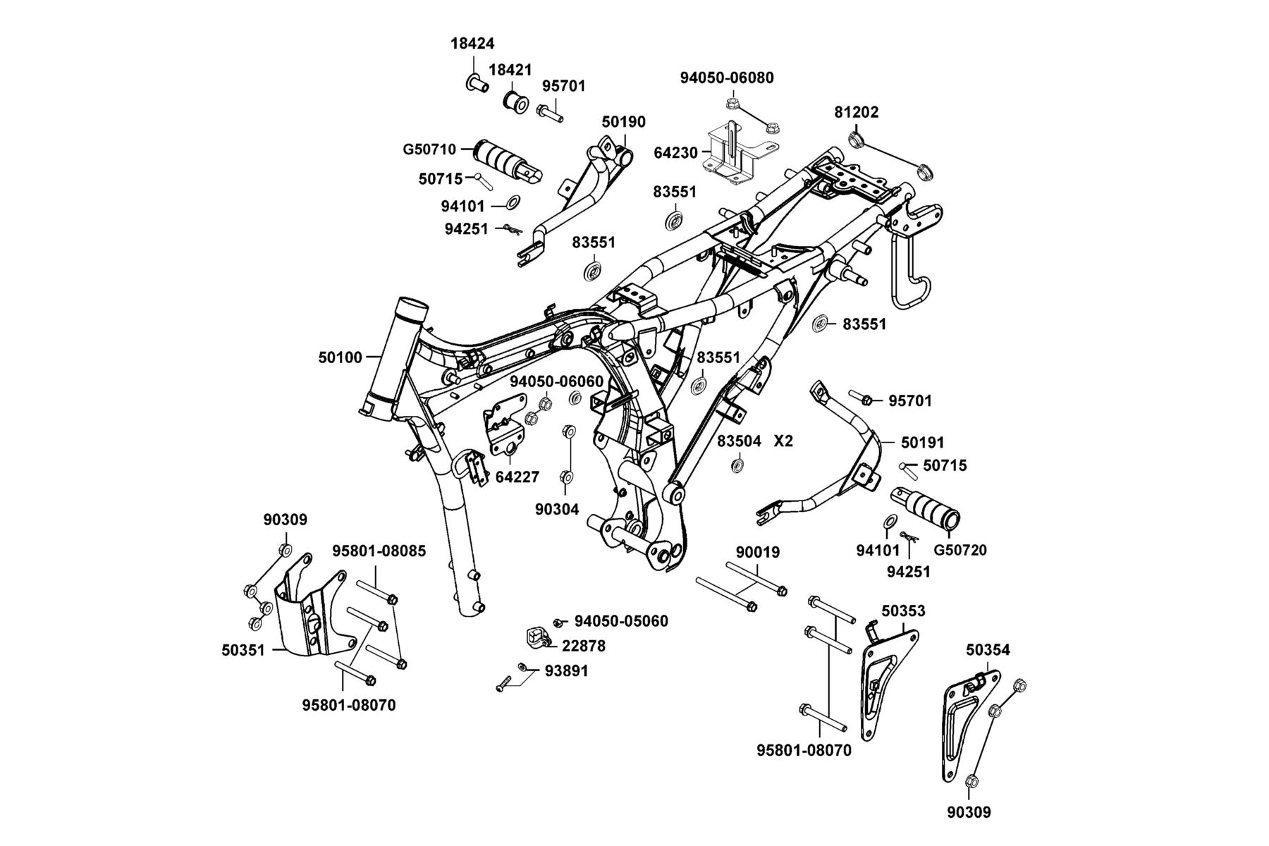 SPADE 150 FI(2018) Frame Body parts diagram