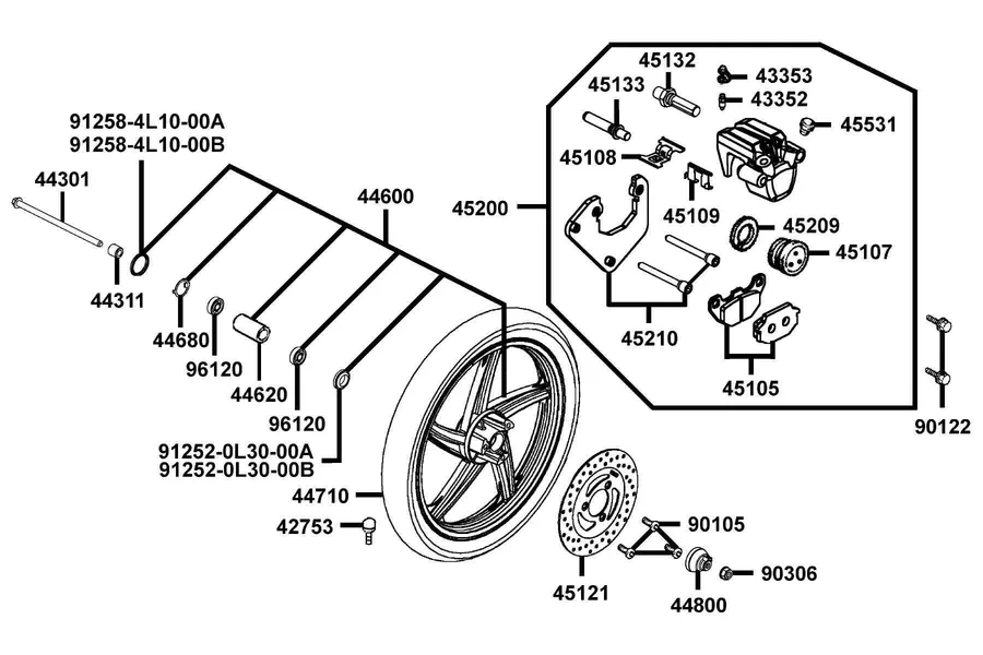 F07 Front Wheel parts diagram