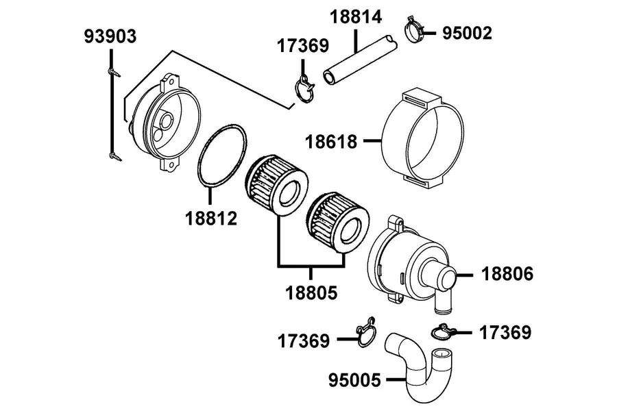 F23 Air Cleaner Two parts diagram