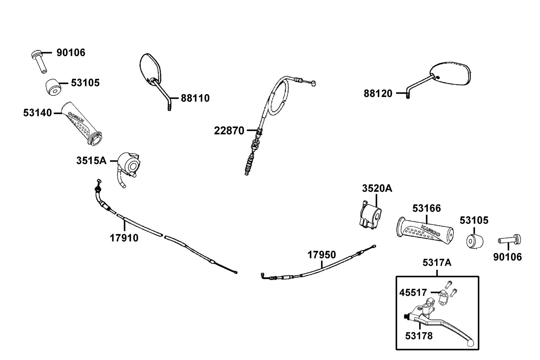 K-PIPE 125(2016~) Back Mirror parts diagram