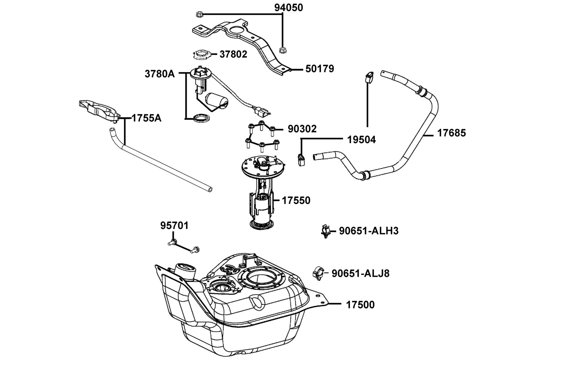 LIKE(2)50(2019~) Fuel Tank parts diagram
