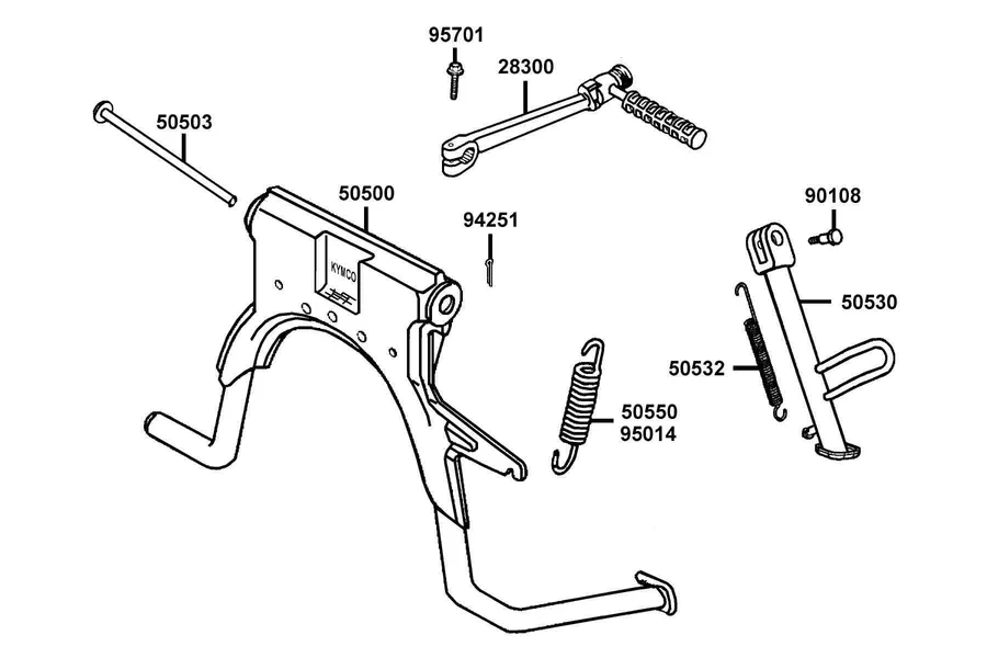 F16 Stand and Kick Starter Arm parts diagram