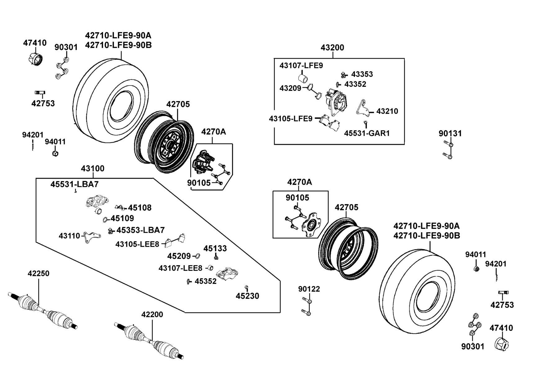 KYMCO MXU 500 (4*4 / IRS) (2009) Rear Wheel parts diagram
