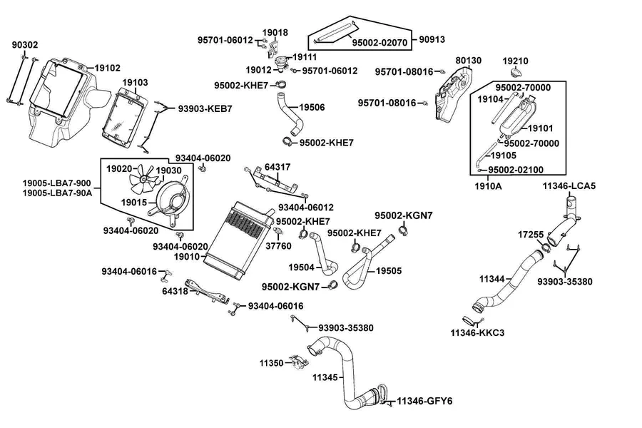 F23 Radiator parts diagram