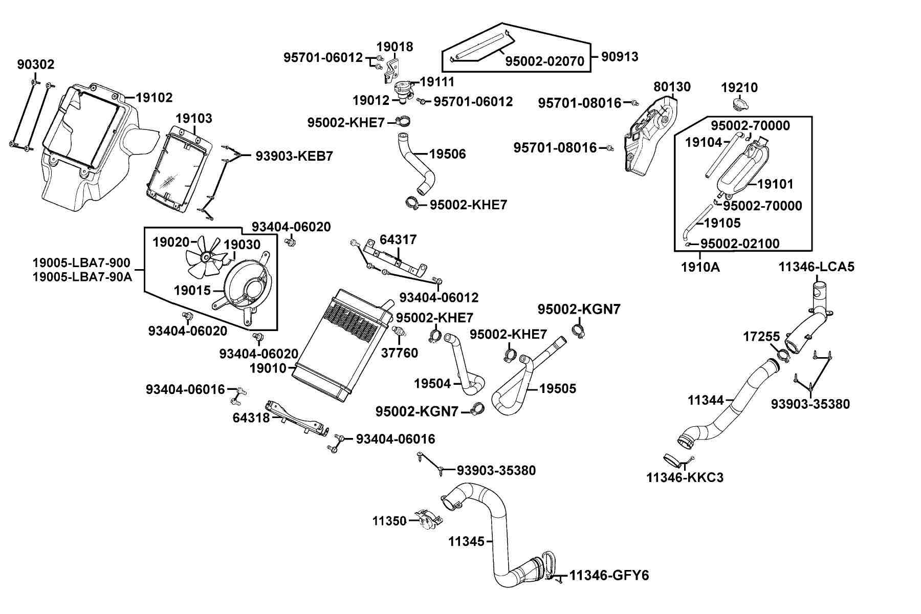 KYMCO MXU 250 (2009-2009) Radiator parts diagram