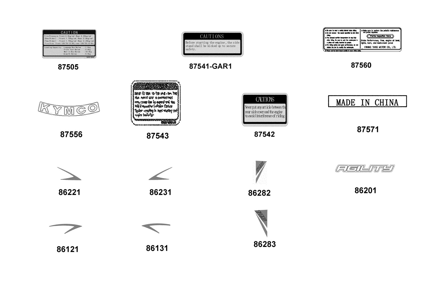 AGILITY 125(2021) Emblem ● Stripe parts diagram