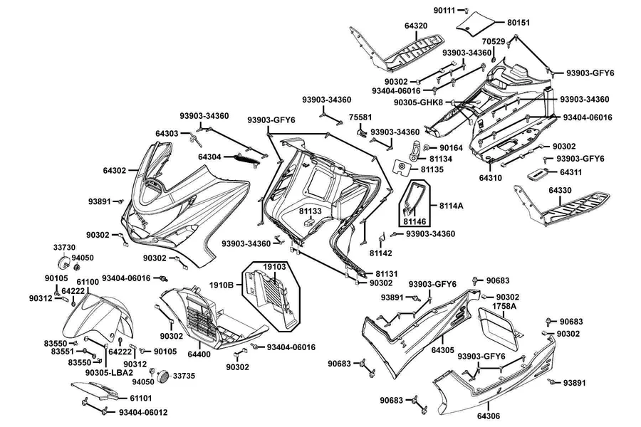 F05 Front Cover and Floor Panel parts diagram