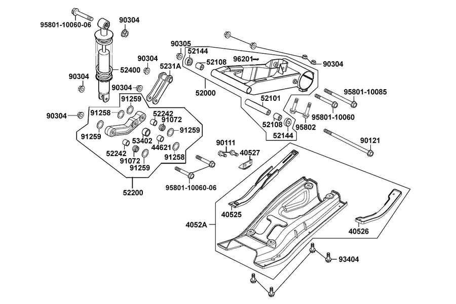 F18 Rear Fork parts diagram