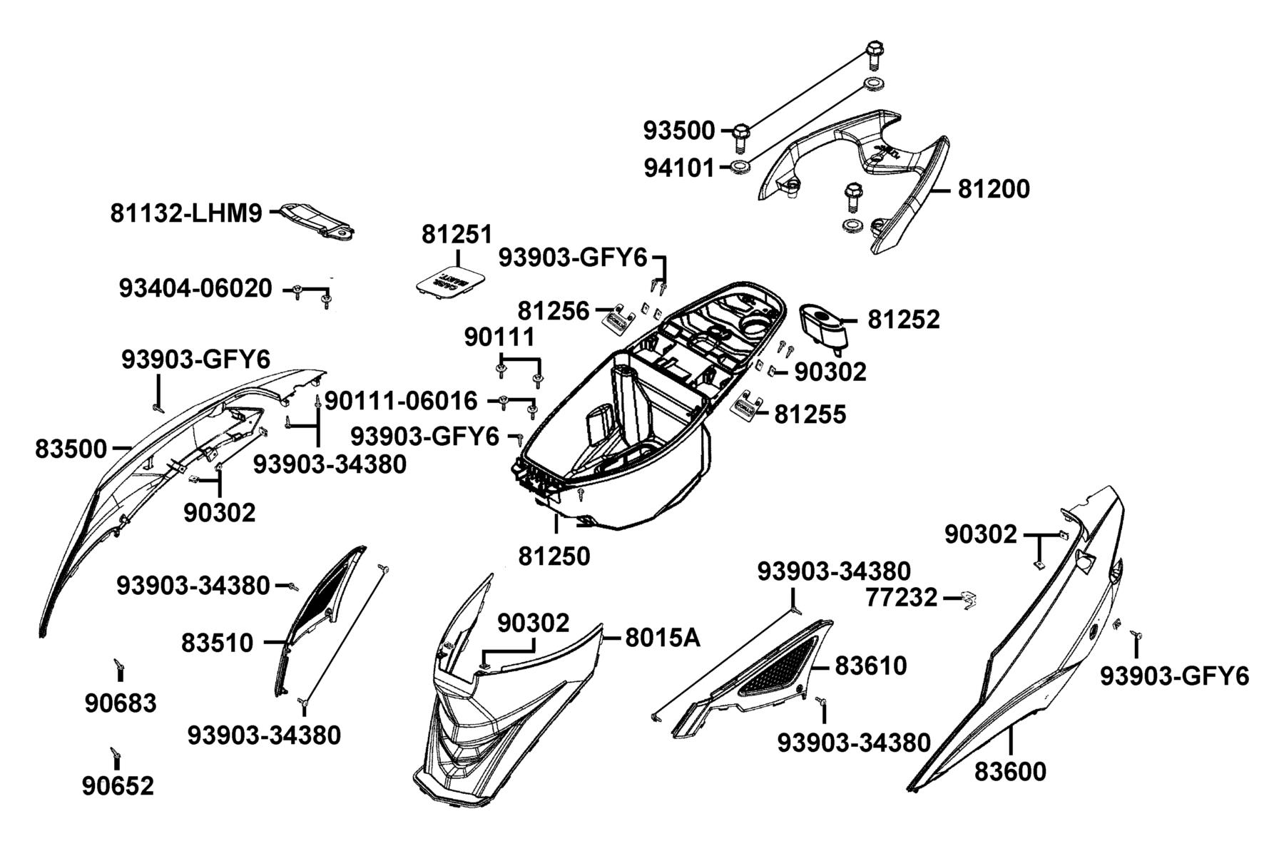 SUPER 8 150X (2021) Body Cover ● Luggage Box parts diagram