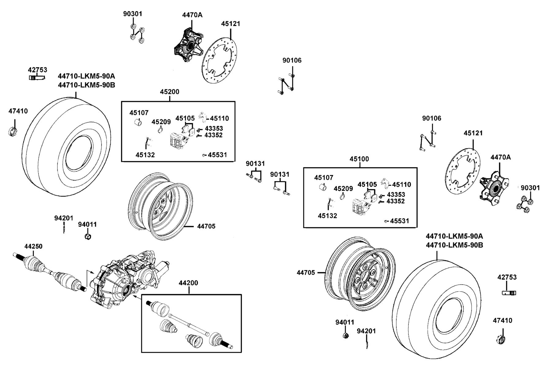 MXU 700i (2016~) Front Wheel parts diagram