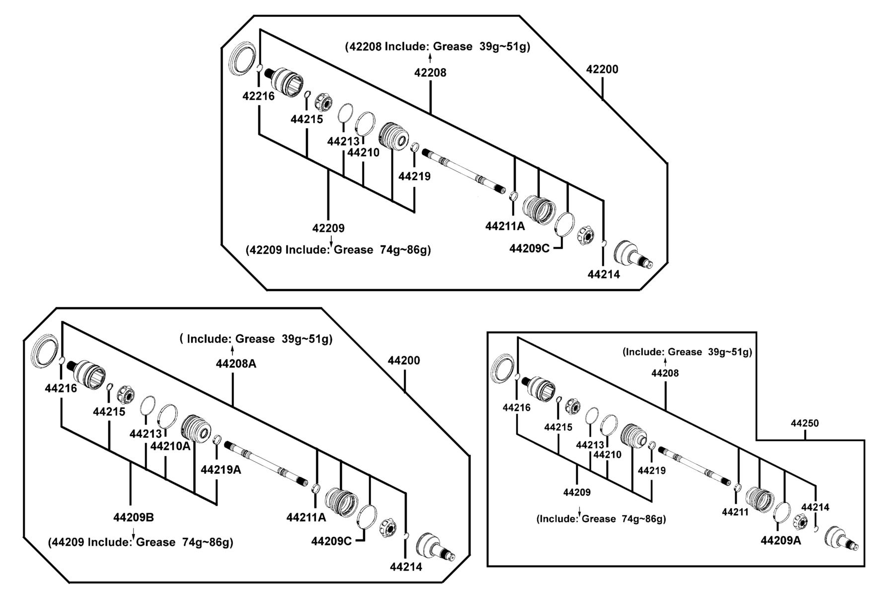 MXU 450i LE (2017~) Separated Parts Of Halfshaft parts diagram