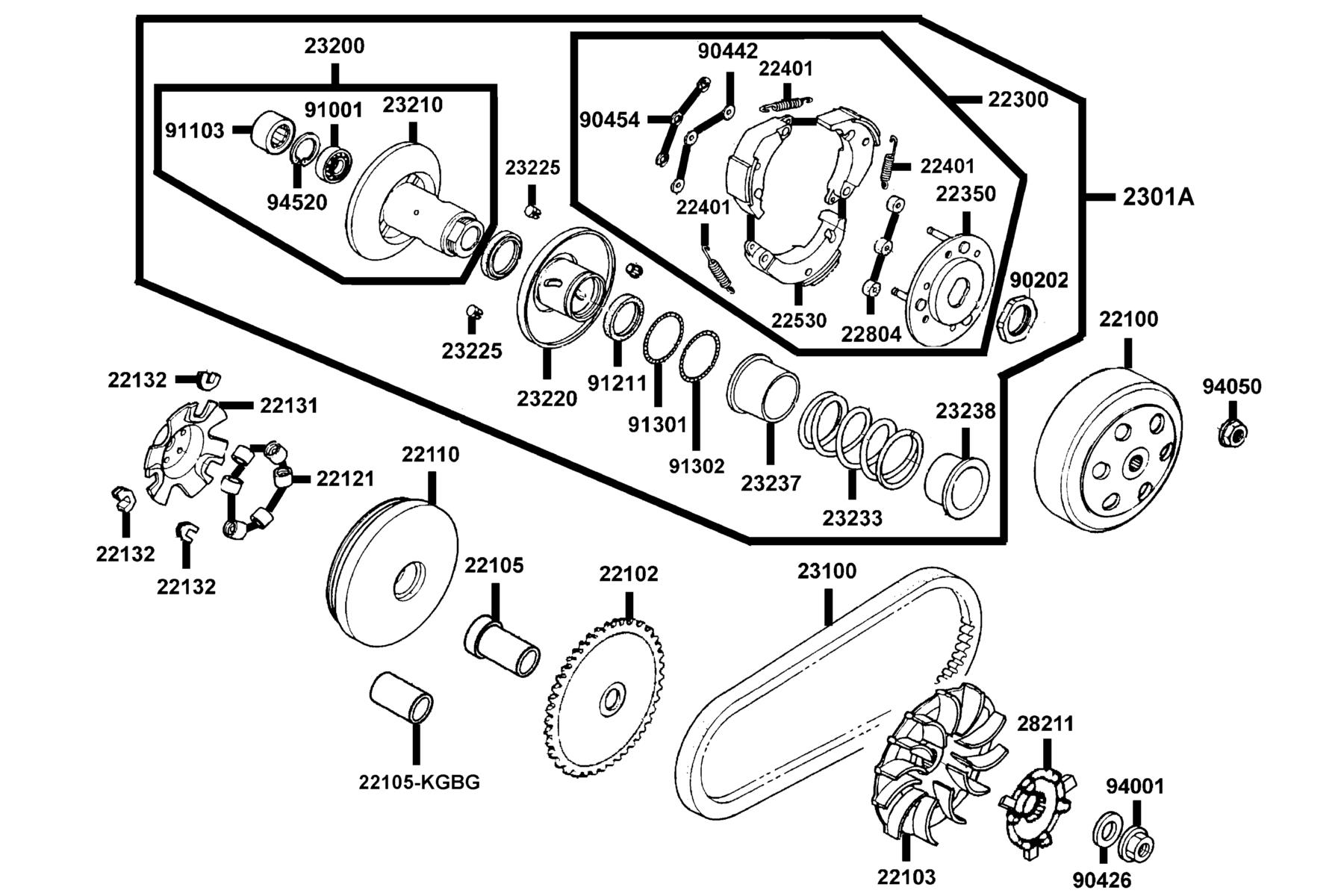 SUPER8(2016~) Driven Pulley parts diagram