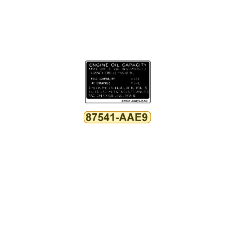 87541-AAE9-BA0 LABEL OIL CAP — diagram cutout