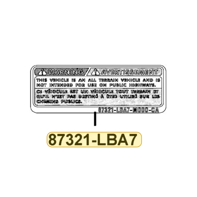 87321-LBA7-MG0-T01 CAUTION NOT FOR HIGHWAYS — diagram cutout