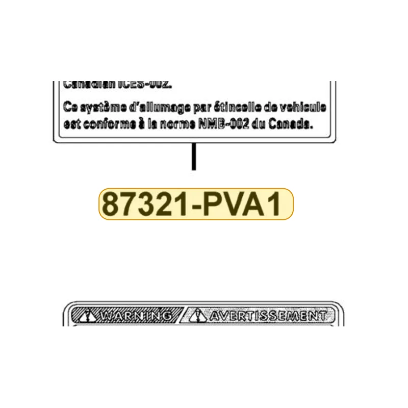 87321-PVA1-MG0-T01 LABEL ICES-002 (Canada) — diagram cutout