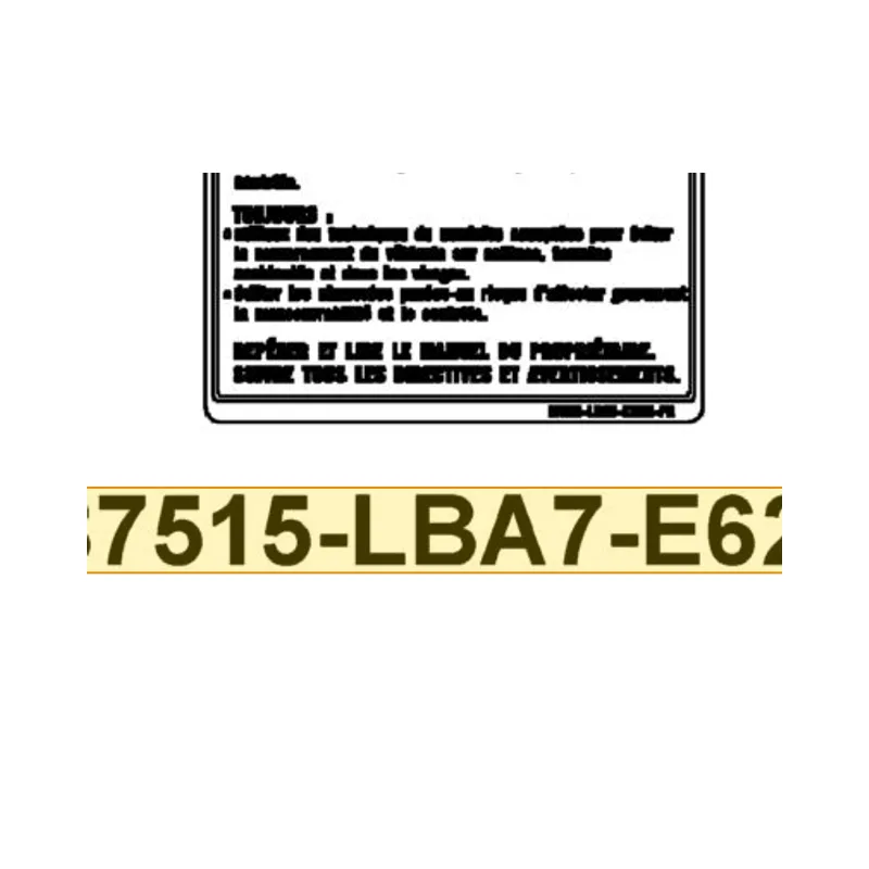 87515-LBA7-E62-T01 CAUTION LIST OFF ROAD — diagram cutout