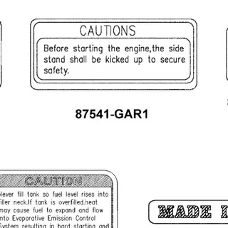87541-GAR1-E00-T01 CAUTION SIDE STAND — diagram cutout