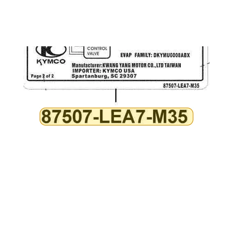 87507-LEA7-M35-T01 MARK OF CANISTER L/O — diagram cutout