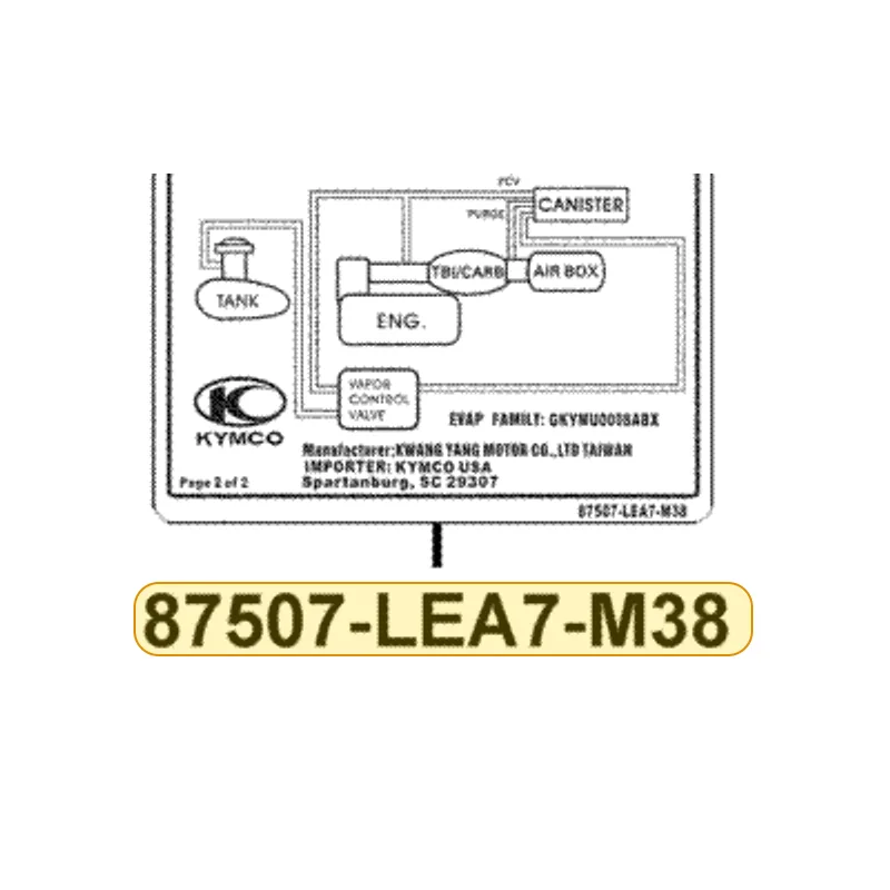 87507-LEA7-M38-T01 MARK OF CANISTER L/O — diagram cutout