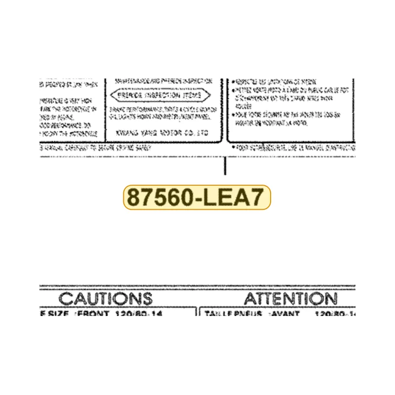 87560-LEA7-MG0-T01 MARK DRIVE CAUTION — diagram cutout