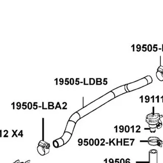 19505-LDB5-E00 HOSE WATER F ENG-RADIATOR — diagram cutout