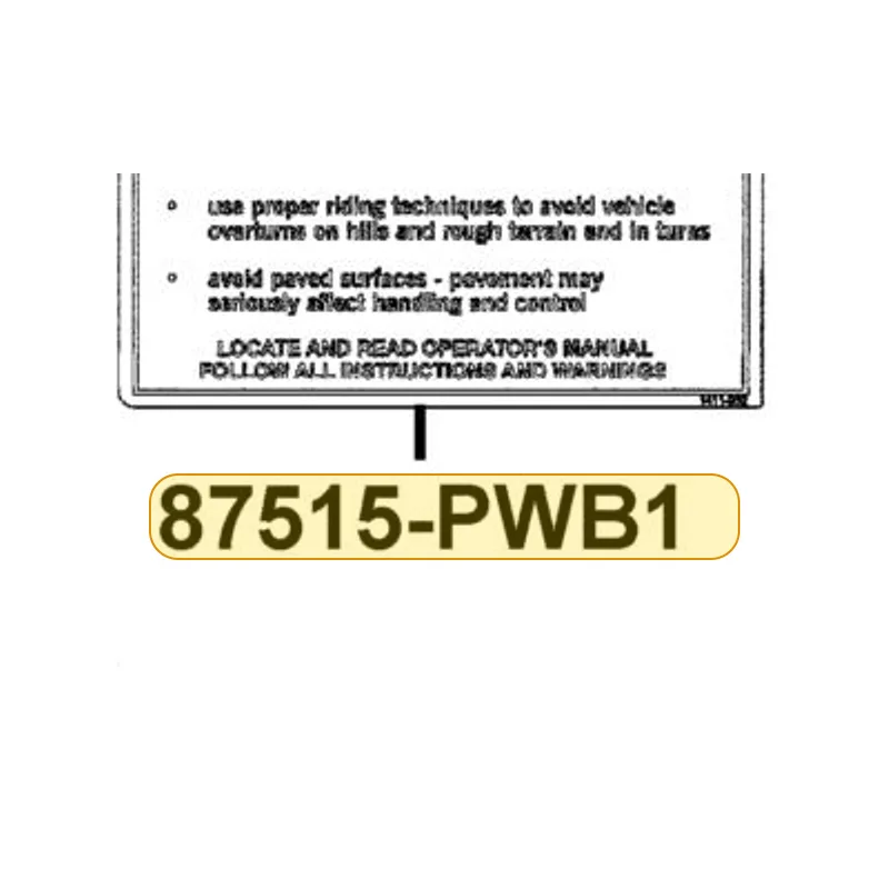 87515-PWB1-M35-T01 WARNING GENERAL USE — diagram cutout