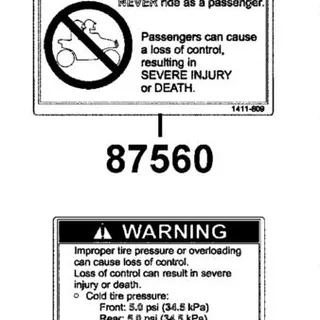 87560-PWB1-M35-T01 WARNING DOUBLE RIDER — diagram cutout