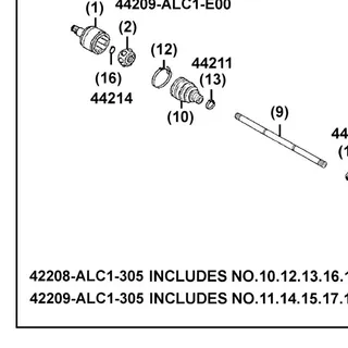 42208-ALC1-305 WHEEL SIDE BOOT SERVICE KIT — diagram cutout