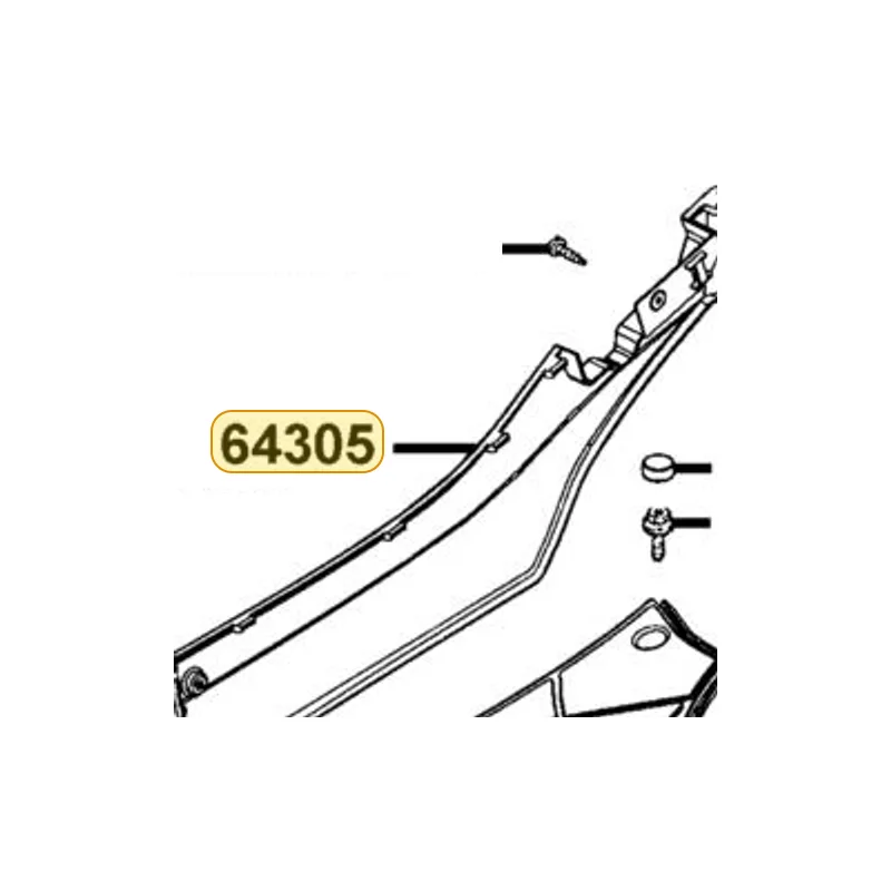 64305-LEA5-E00-N8P SKIRT R SIDE (Bright Silver) — diagram cutout