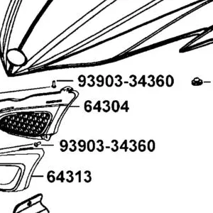 64304-LGN5-E01-N1R GRILL FRONT (Black) — diagram cutout