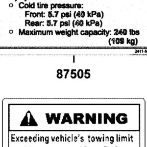 87505-PRB8-M30-T01 WARNING LABEL TIRE — diagram cutout