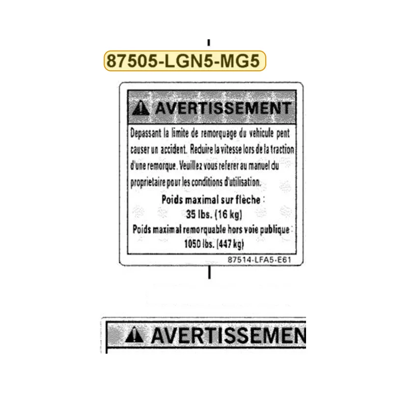 87505-LGN5-MG5-T01 LABEL TIRE OFF ROAD /FRENCH — diagram cutout