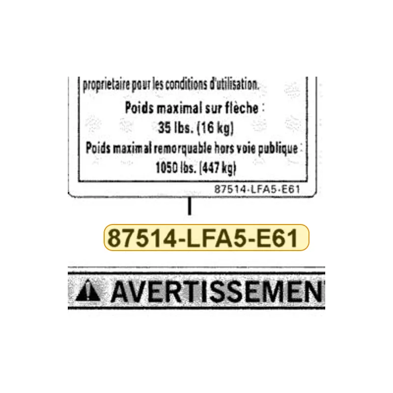 87514-LFA5-E61-T01 WARNING MAXIMUM CAPACITY — diagram cutout