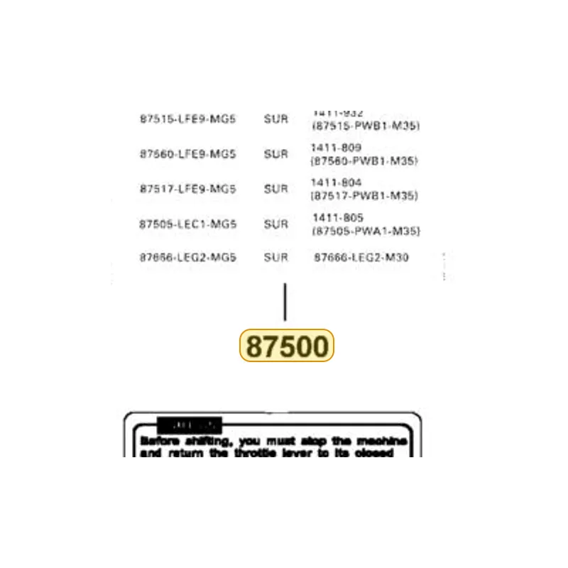 87500-LEG2-MG5-T01 INSTRUCTION FOR FRENCH LABEL — diagram cutout