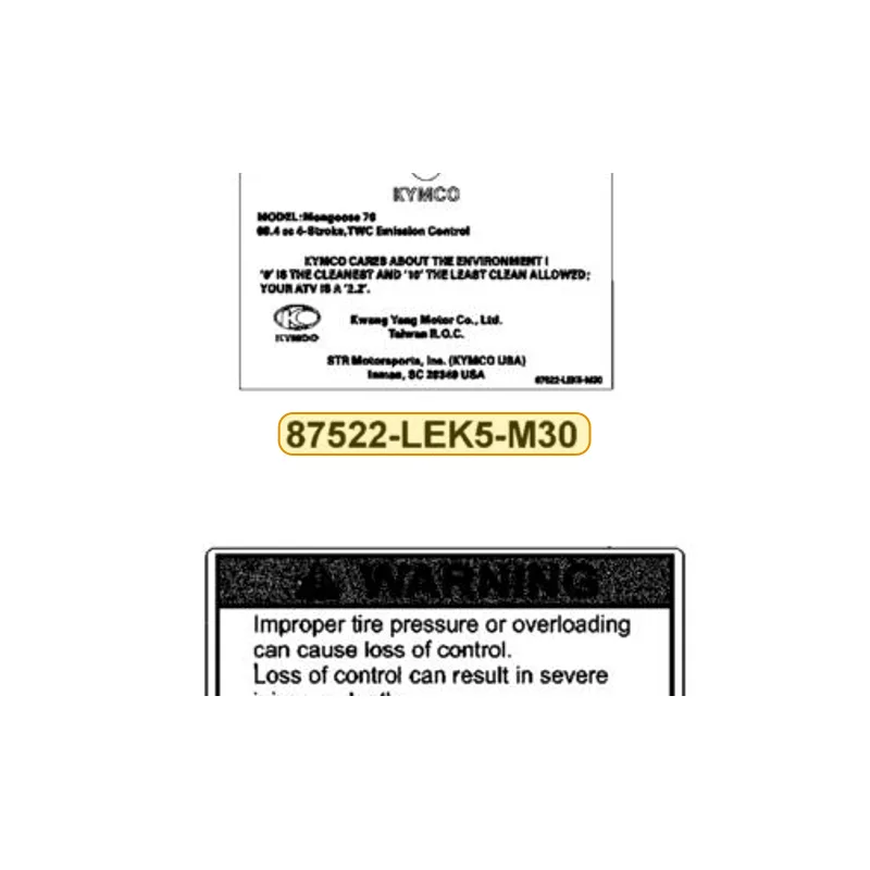 87522-LEK5-M30-T01 USA EPA HANG TAG — diagram cutout