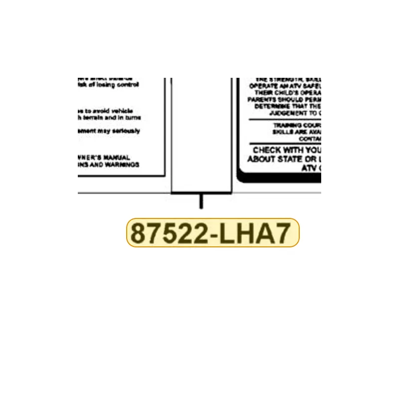87522-LHA7-M30-T01 HANG TAG_Y10+ — diagram cutout