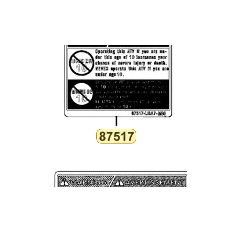 87517-LHA7-MG0-T01 CAUTION DRIVE AGE — diagram cutout