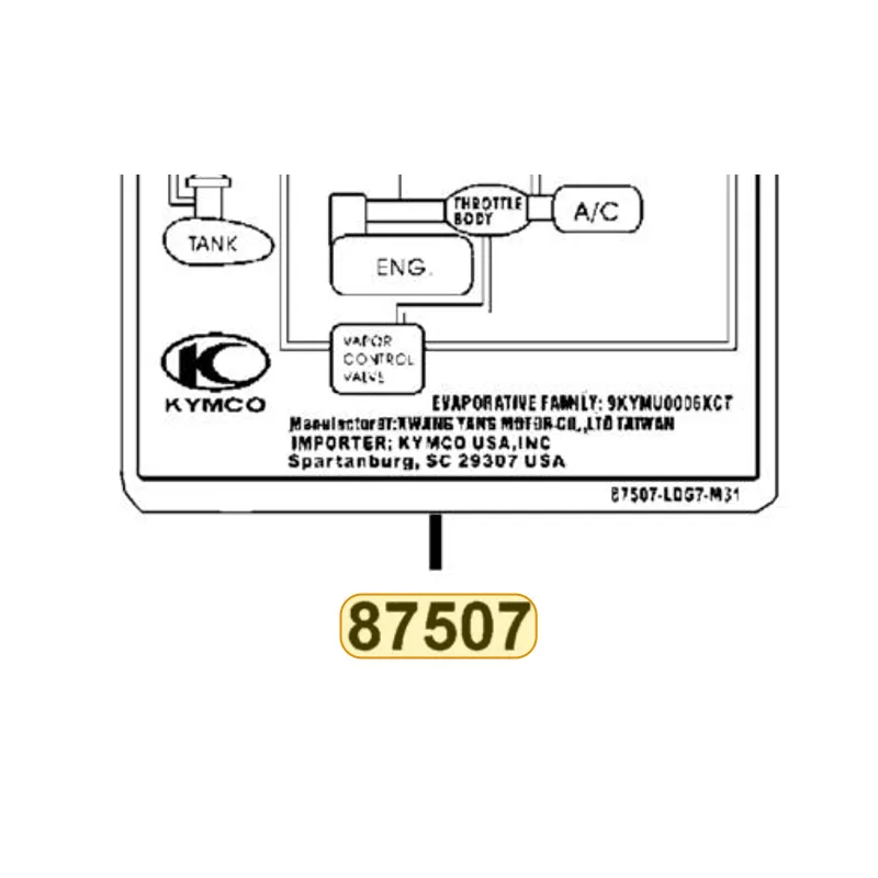 87507-LEA7-M37-T01 MARK OF CANISTER L/O — diagram cutout