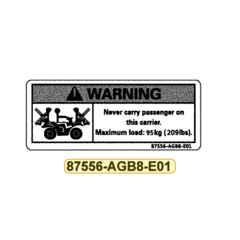 87556-AGB8-E01-T01 WARNING LABEL TIRE-ON ROAD (95KG) — diagram cutout