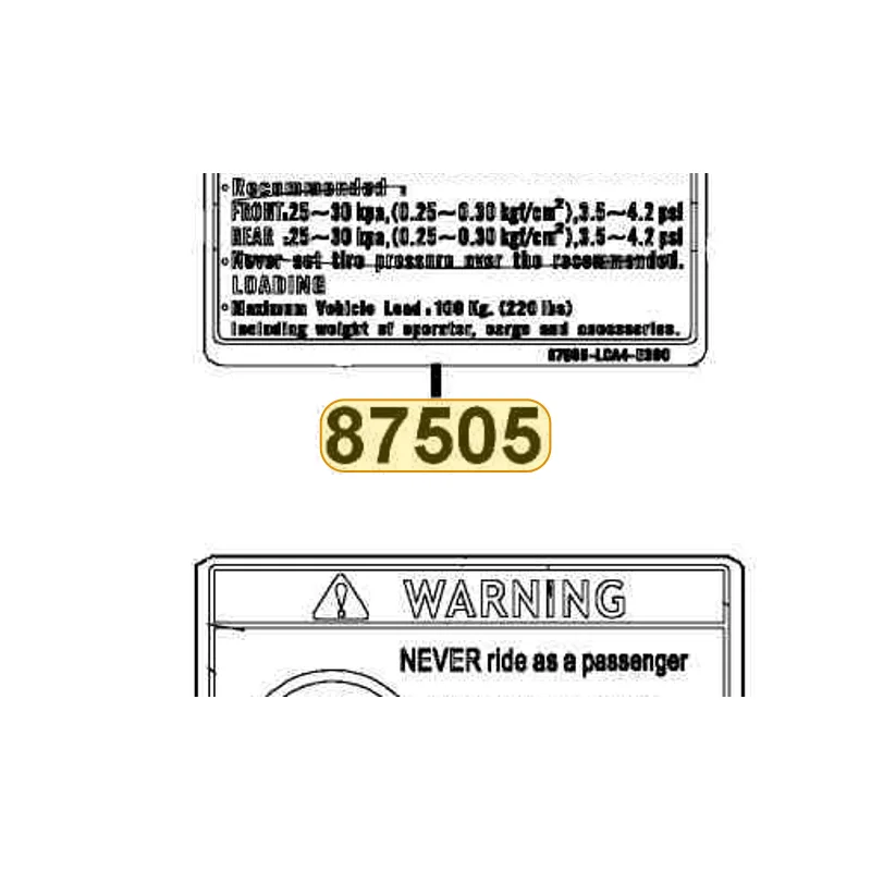 87505-LCA4-E00-T01 LABLE TIRE OFF ROAD — diagram cutout