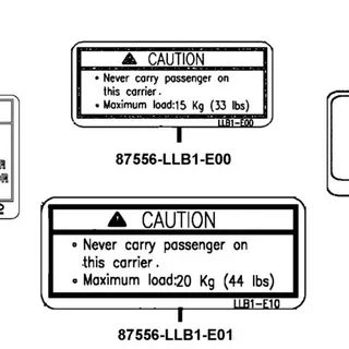 87556-LLB1-E00-T01 CAUTION CARRIER MAX LOAD — diagram cutout