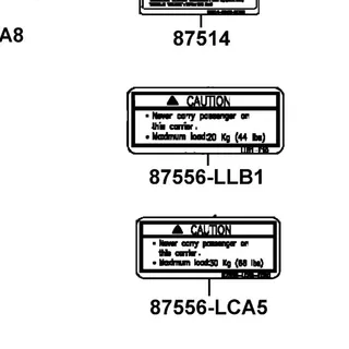 87556-LCA5-E00-T01 CAUTION CARRIER MAX LOAD (30kg) — diagram cutout
