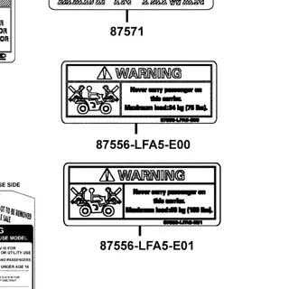 87556-LFA5-E00-T01 WARNING CARRIER MAX LOAD (34 kg) — diagram cutout