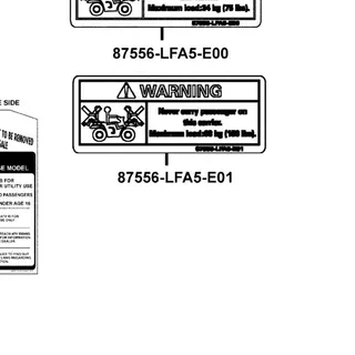 87556-LFA5-E01-T01 WARNING CARRIER MAX LOAD (68 kg) — diagram cutout