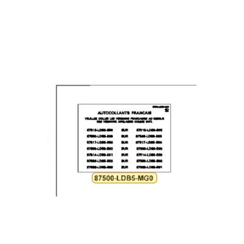 87500-LDB5-MG0-T01 INSTRUCTION FOR FRENCH LABELS — diagram cutout