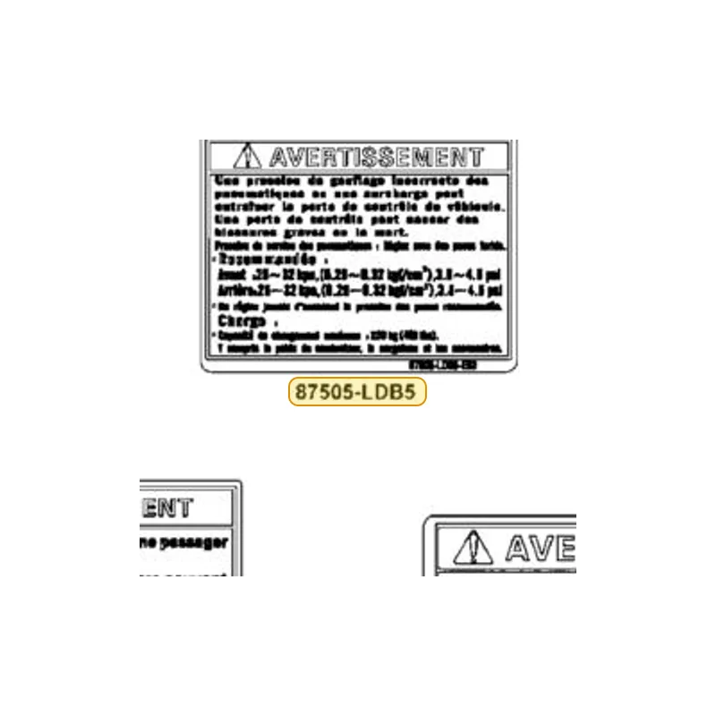 87505-LDB5-E62-T01 LABEL TIRE OFF ROAD — diagram cutout