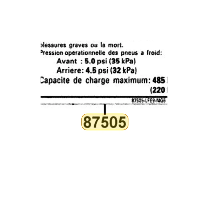87505-LFE9-MG5-T01 WARNING LABEL TIRE OFF ROAD — diagram cutout