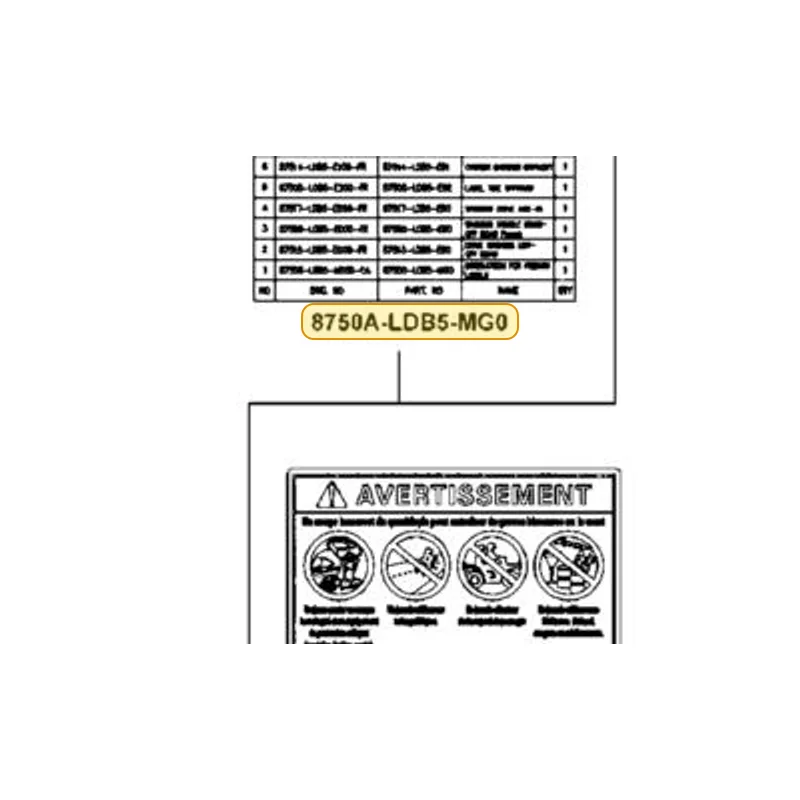 8750A-LDB5-MG0-T01 INSTRUCTION FOR FRENCH LABELS-(Canada) ASSY — diagram cutout