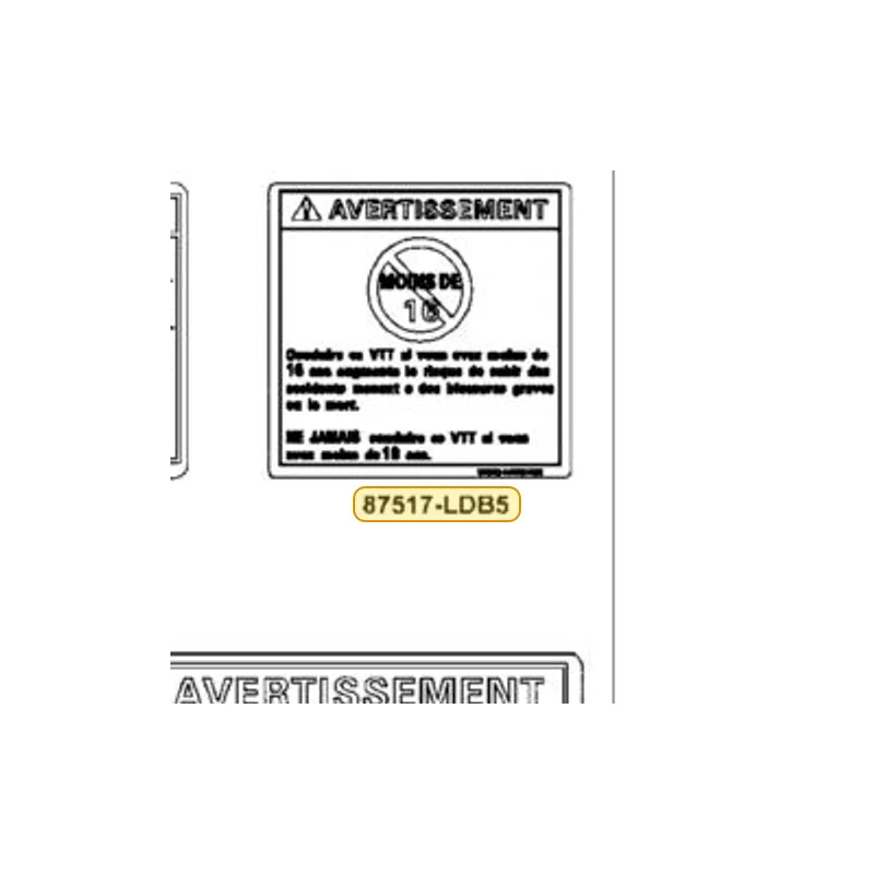 87517-LDB5-E60-T01 WARNING DRIVE AGE-16 — diagram cutout