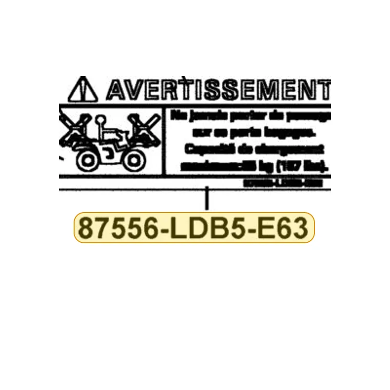 87556-LDB5-E63-T01 WARNING CARRIER MAX LOAD (85 kg) — diagram cutout